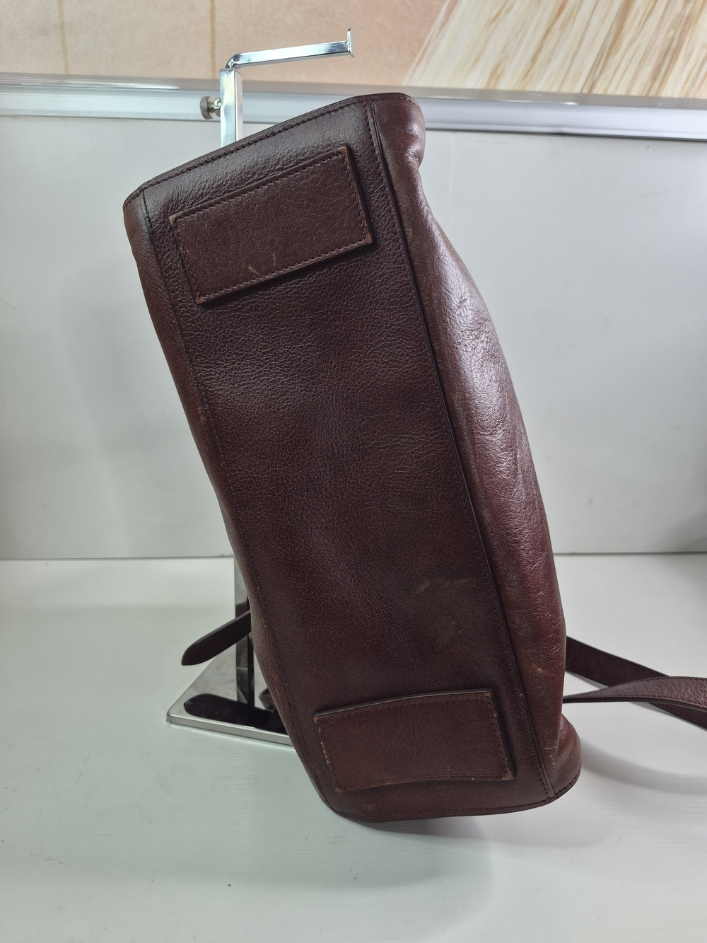 Yves Saint Laurent Dark Brown Leather Briefcase Tote with Gold Hardware - Picture 7 of 15